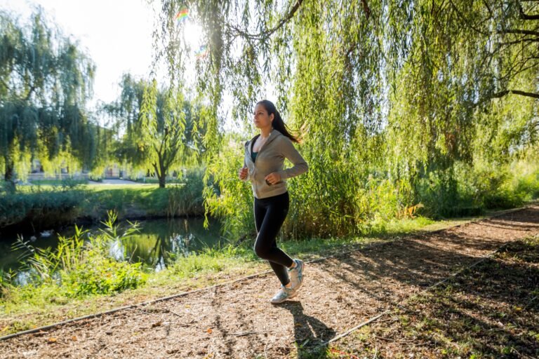 Fit woman jogging in nature